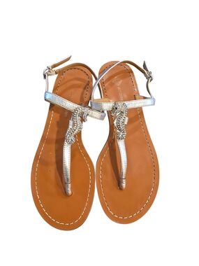 Antonio Melani Silver Seahorse Rhinestone Sandals Size 7–7.5 Approx